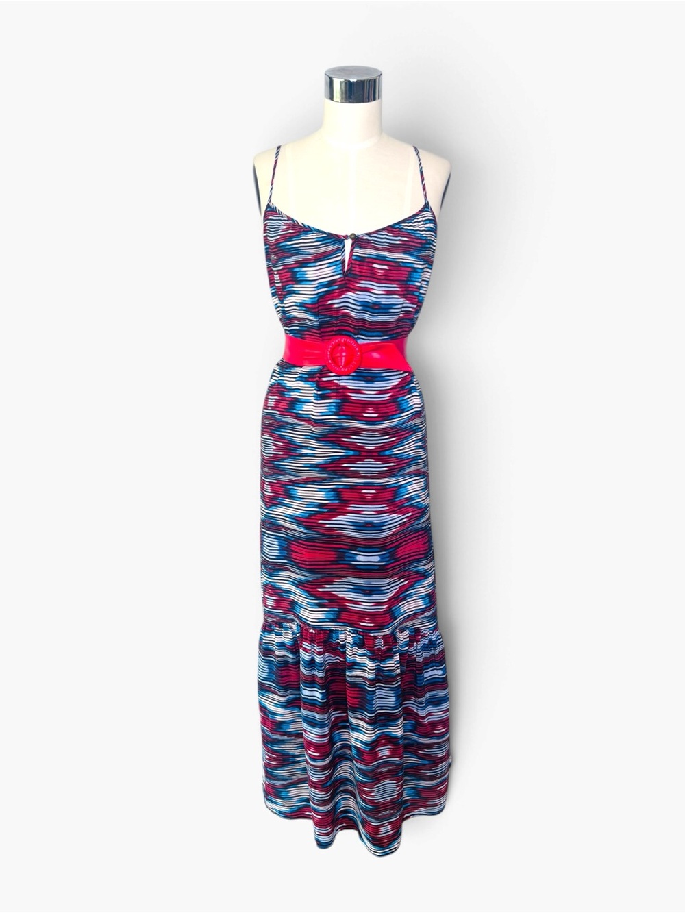 Twelfth Street by Cynthia Vincent red, white & blue silk spaghetti strap dress